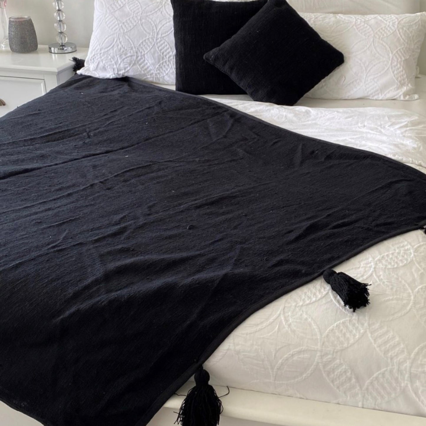 Black Tasseled Throw