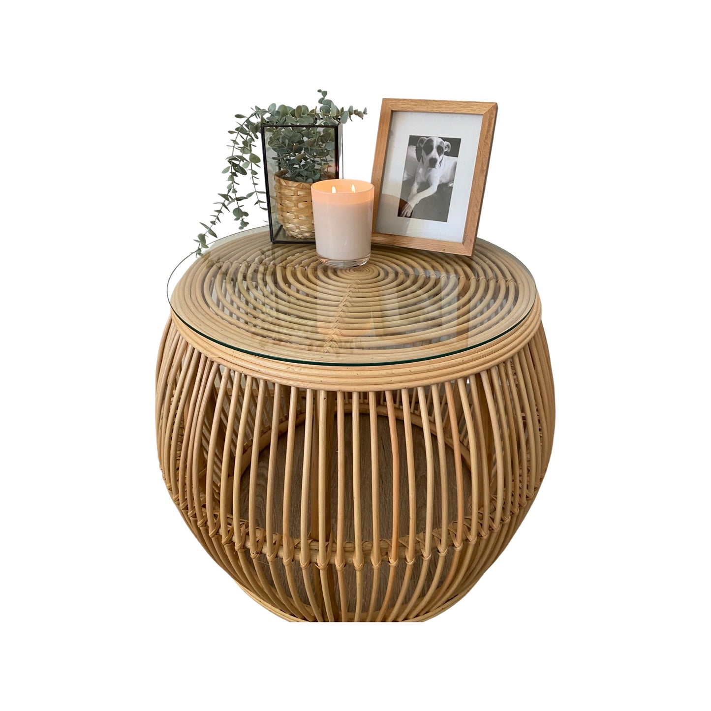 'The Tori' Glass topped rattan coffee table